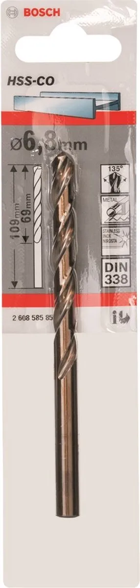 Bosch Metaalboren HSS-Co 6,8mm x 69mm - 1 Stuk