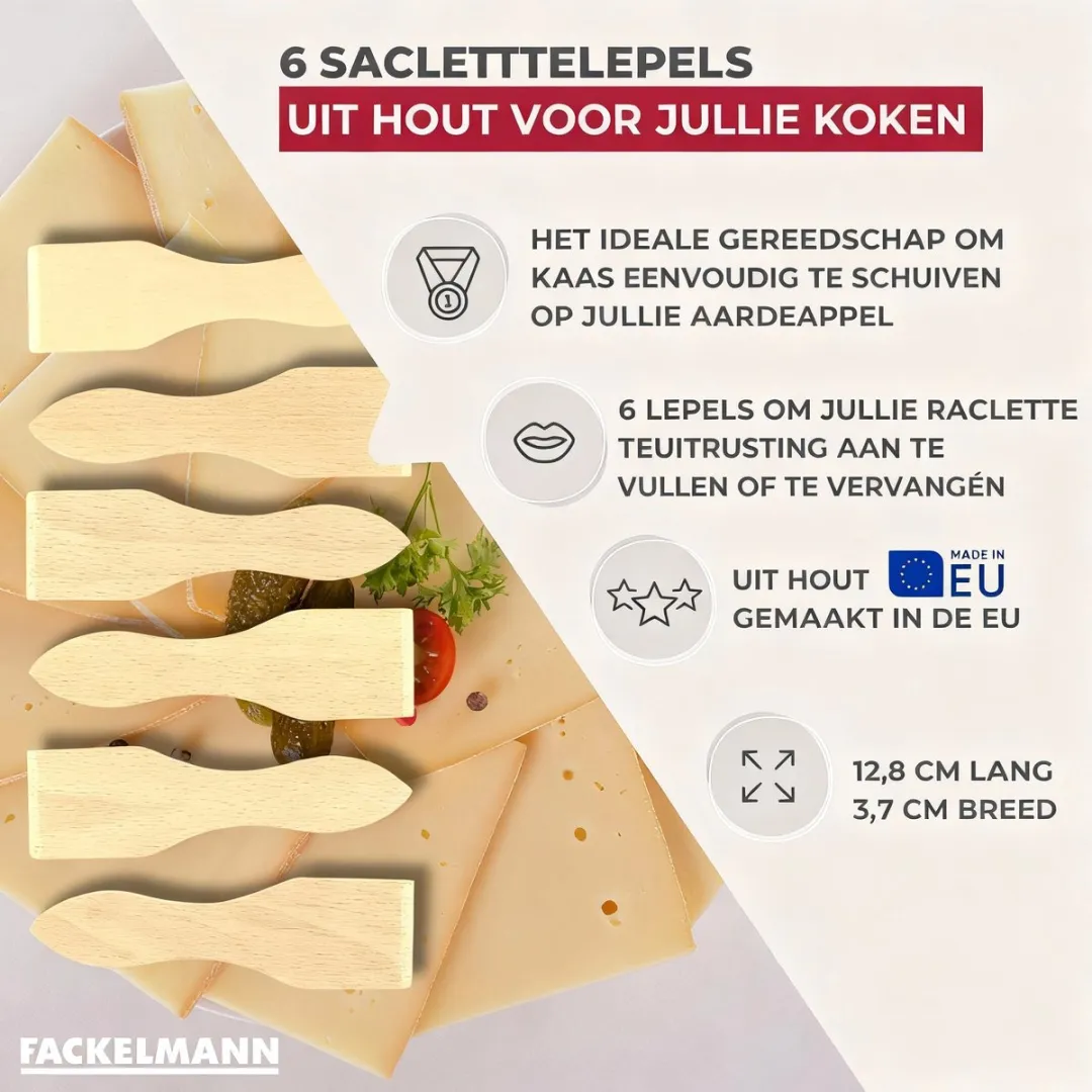 Fackelmann 8641650 Raclette Spatels - 6 Stuks Hout