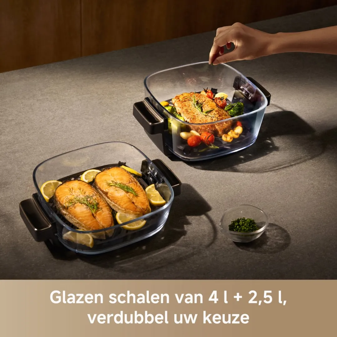 Mova Aeroglass AF20 Pro Airfryer - 1700W - 4L + 2,5L - Zwart