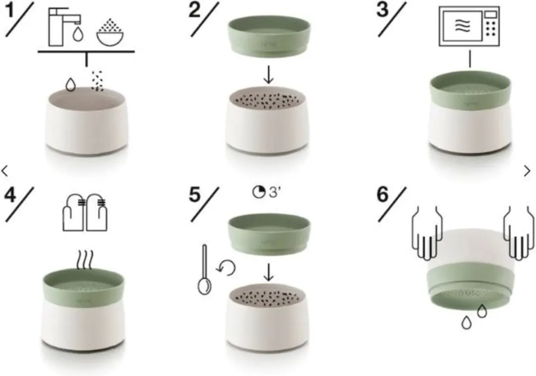 Lékué Rijst- & Quinoakoker Magnetron 1L - 4 Porties - Groen/Wit