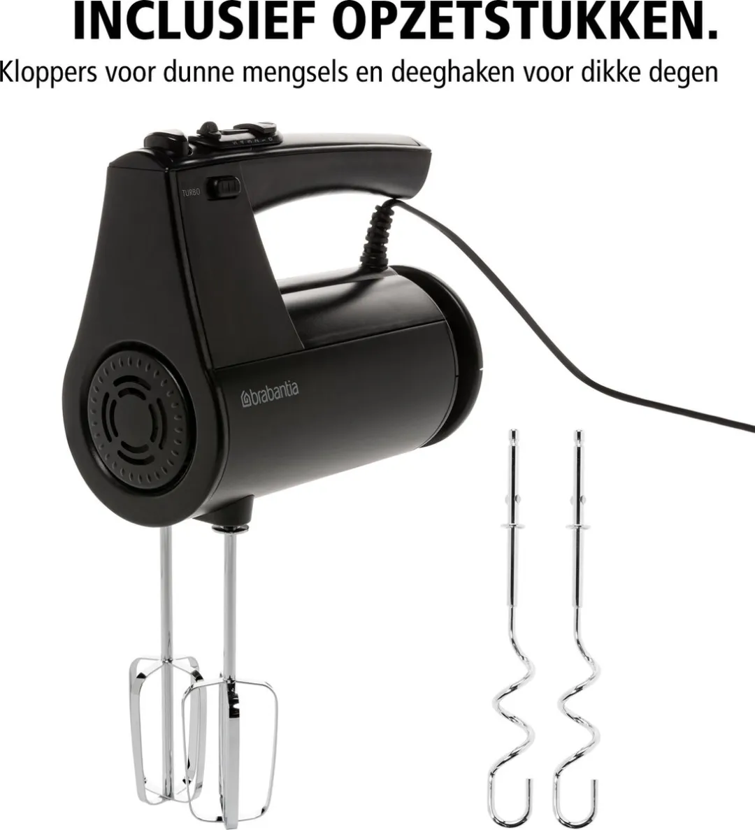 Brabantia BBEK1071MB Handmixer 300W - 10 Snelheden - Zwart