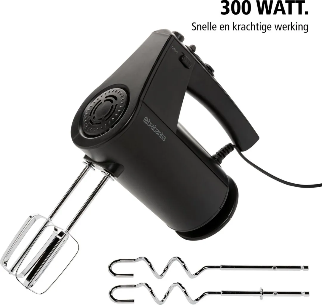 Brabantia BBEK1071MB Handmixer 300W - 10 Snelheden - Zwart