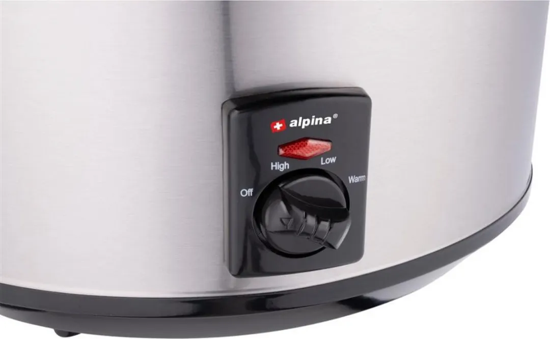 Alpina Slowcooker 3.5L - Keramische binnenpan - 240W - Zilver