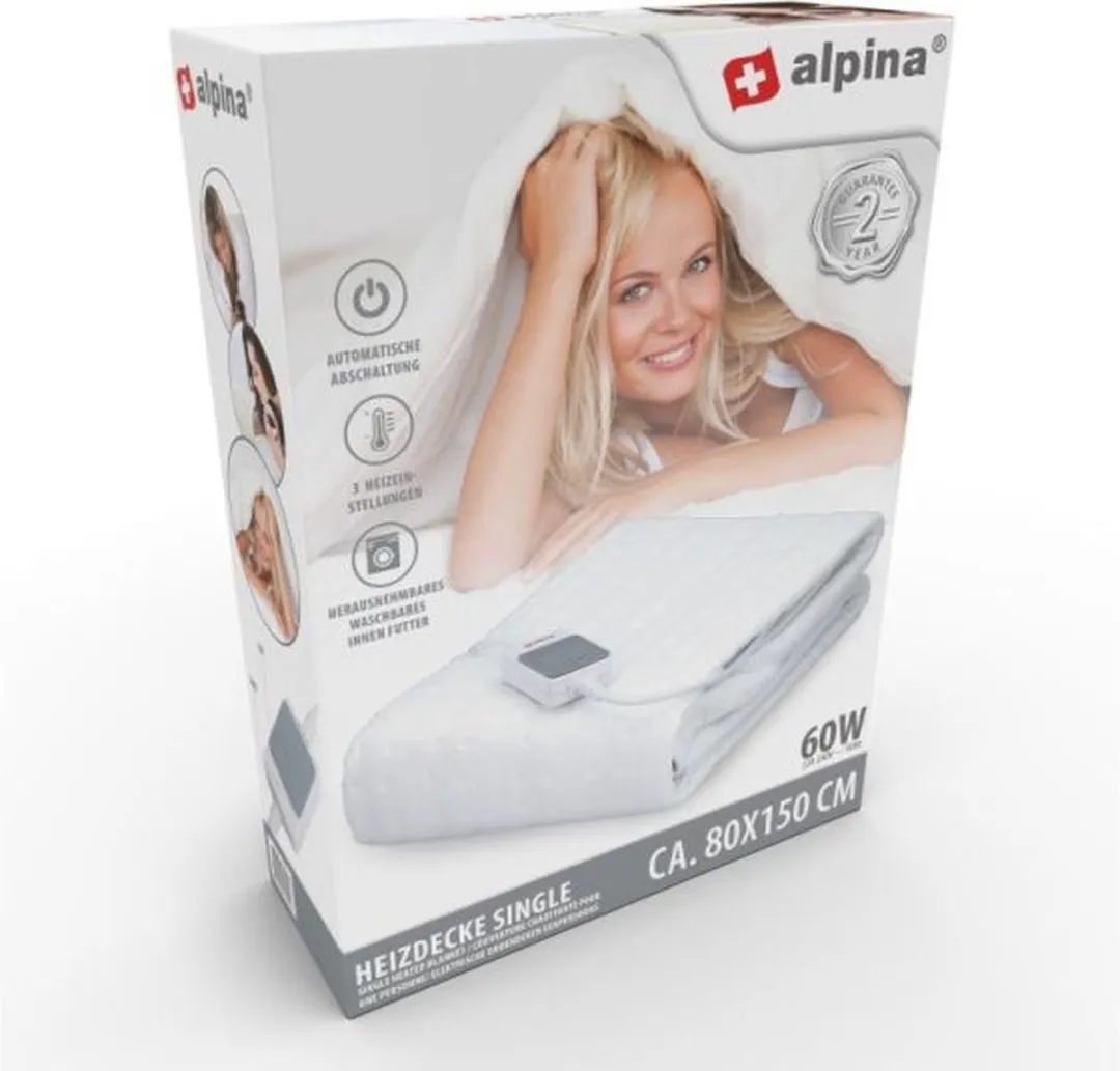Alpina Elektrische Onderdeken 150x80cm Wit - 60W