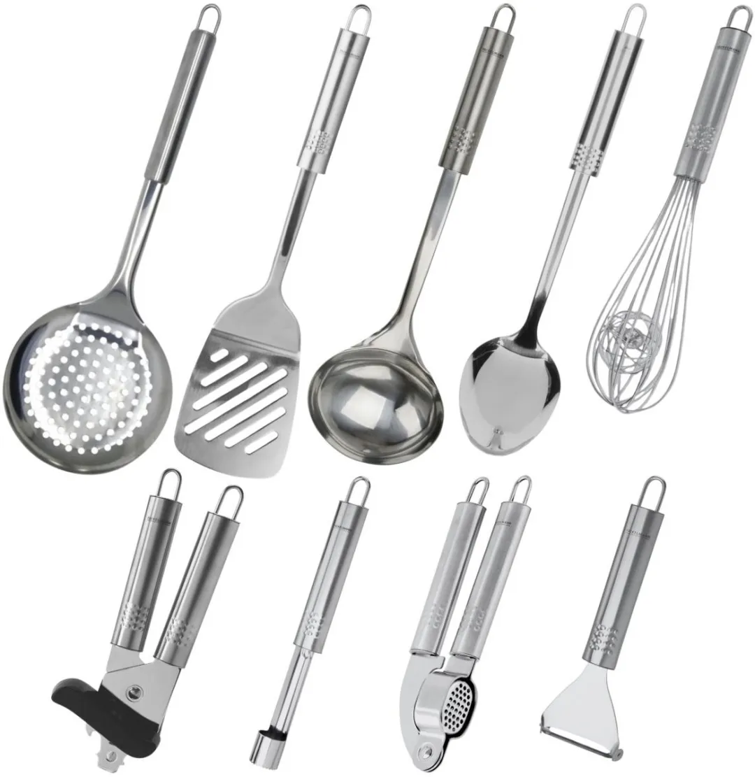 Fackelmann Roestvrijstalen Keukengerei Set 9-delig - 19,5-36cm - Grijs - afbeelding 6 van 6