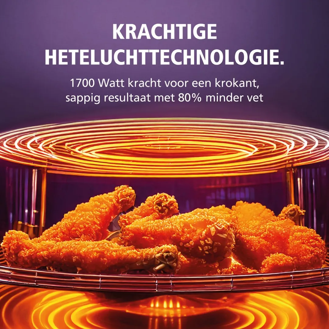 Brabantia Airfryer XXL 5.7L - 1700W - 10 Programma's - Zwart