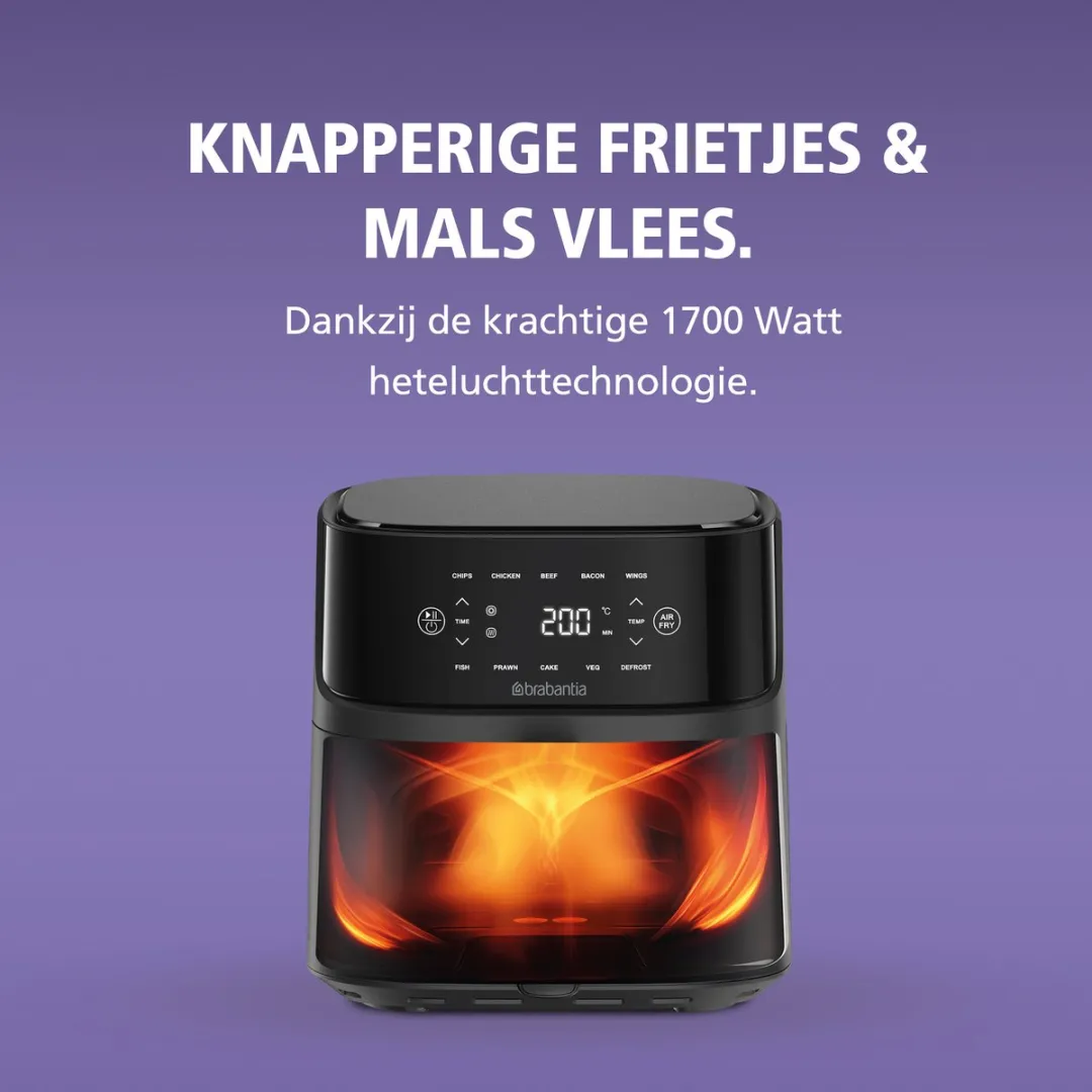 Brabantia Airfryer XXL 5.7L - 1700W - 10 Programma's - Zwart