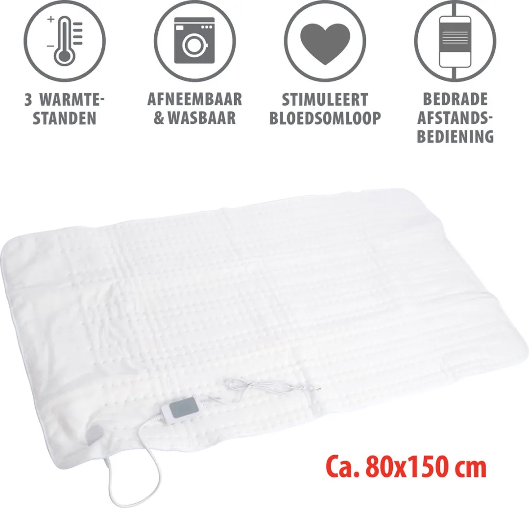 alpina Warmtedeken 1 Persoons - Elektrische Bovendeken - Onderdeken 3 Standen - Wasbare Elektrische Knuffeldeken - Warmte Deken Elektrisch - Elektrische Omslagdeken 80x150 cm - Wit