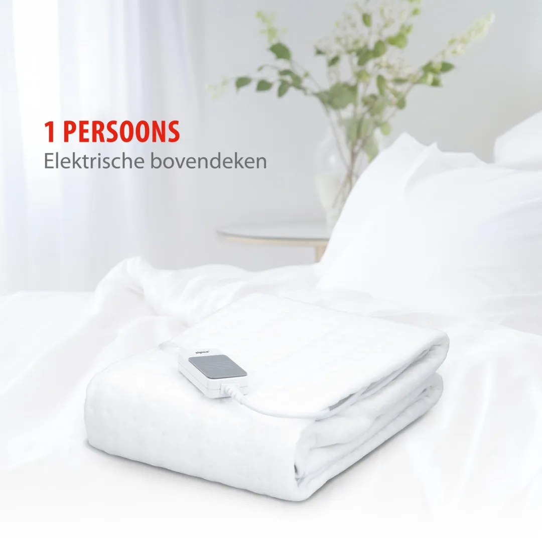 alpina Warmtedeken 1 Persoons - Elektrische Bovendeken - Onderdeken 3 Standen - Wasbare Elektrische Knuffeldeken - Warmte Deken Elektrisch - Elektrische Omslagdeken 80x150 cm - Wit