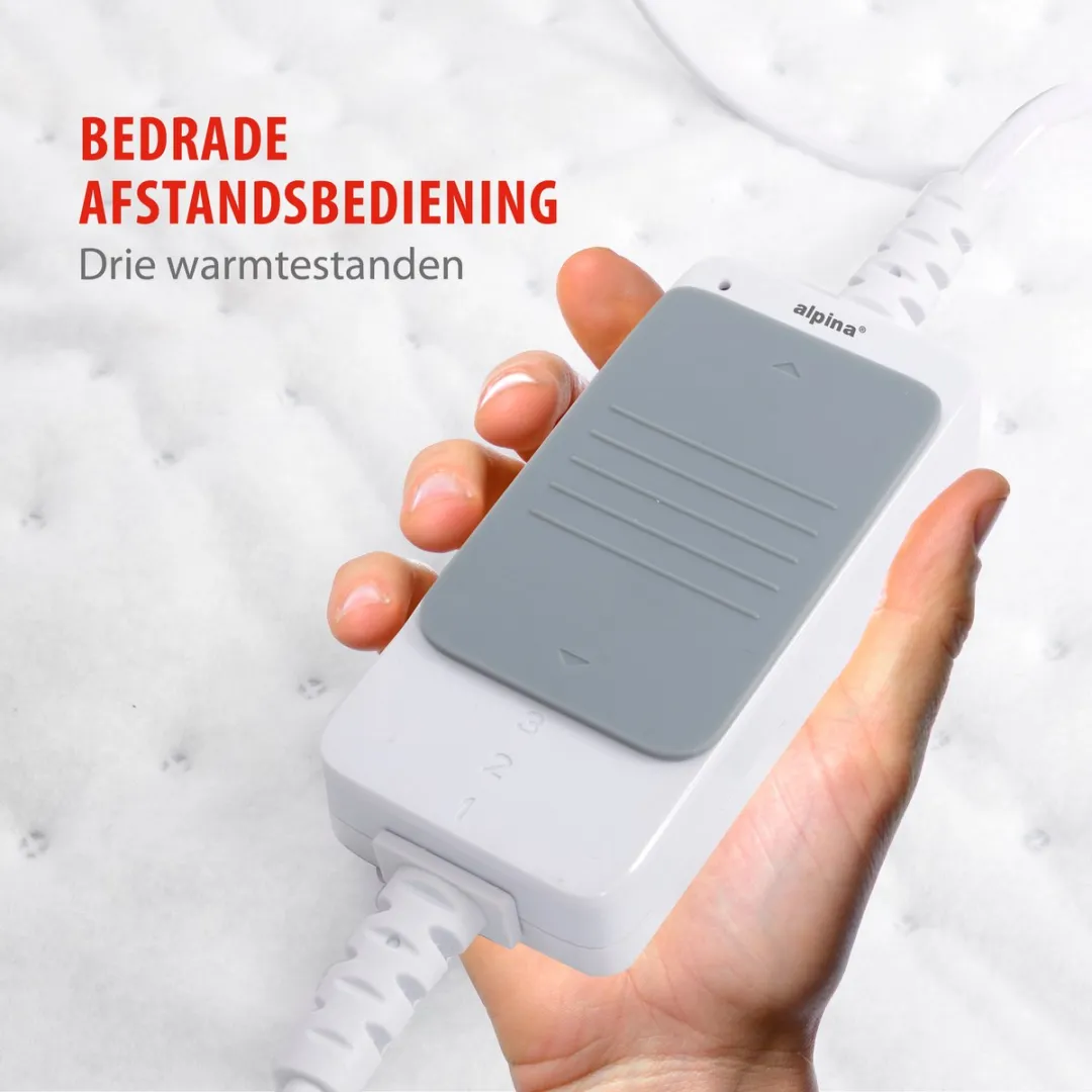alpina Warmtedeken 1 Persoons - Elektrische Bovendeken - Onderdeken 3 Standen - Wasbare Elektrische Knuffeldeken - Warmte Deken Elektrisch - Elektrische Omslagdeken 80x150 cm - Wit