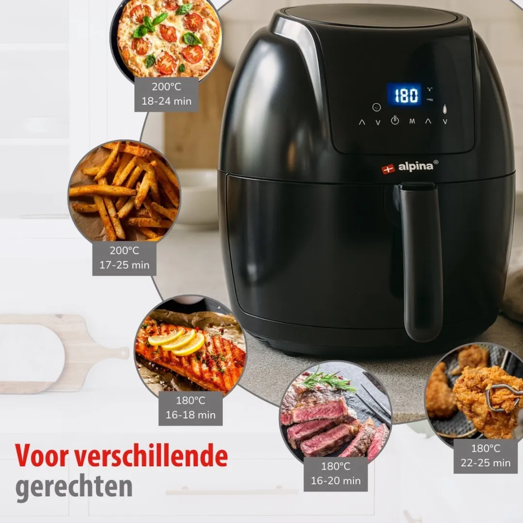 Alpina Airfryer 5L - 1800W - Zwart