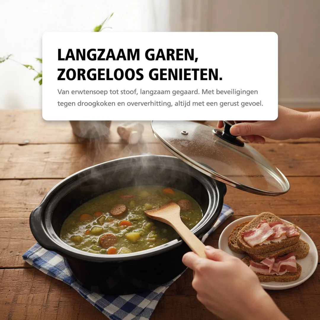 Brabantia BBEK1083 Slowcooker 6.5L - 320W - Keramische binnenpan - Zilver - afbeelding 6 van 6
