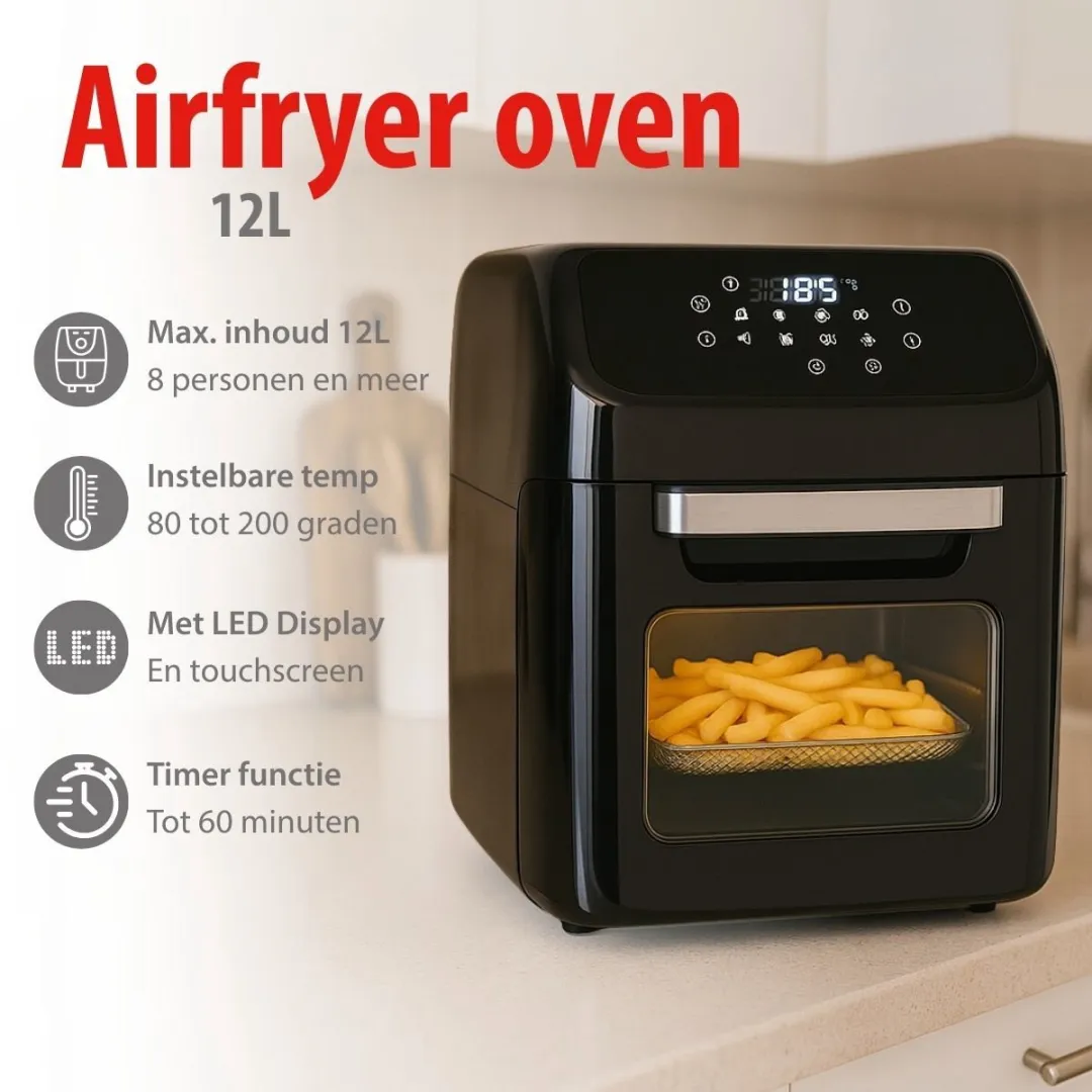 Alpina Airfryer Oven XXXL 12L - 1800W - Zwart