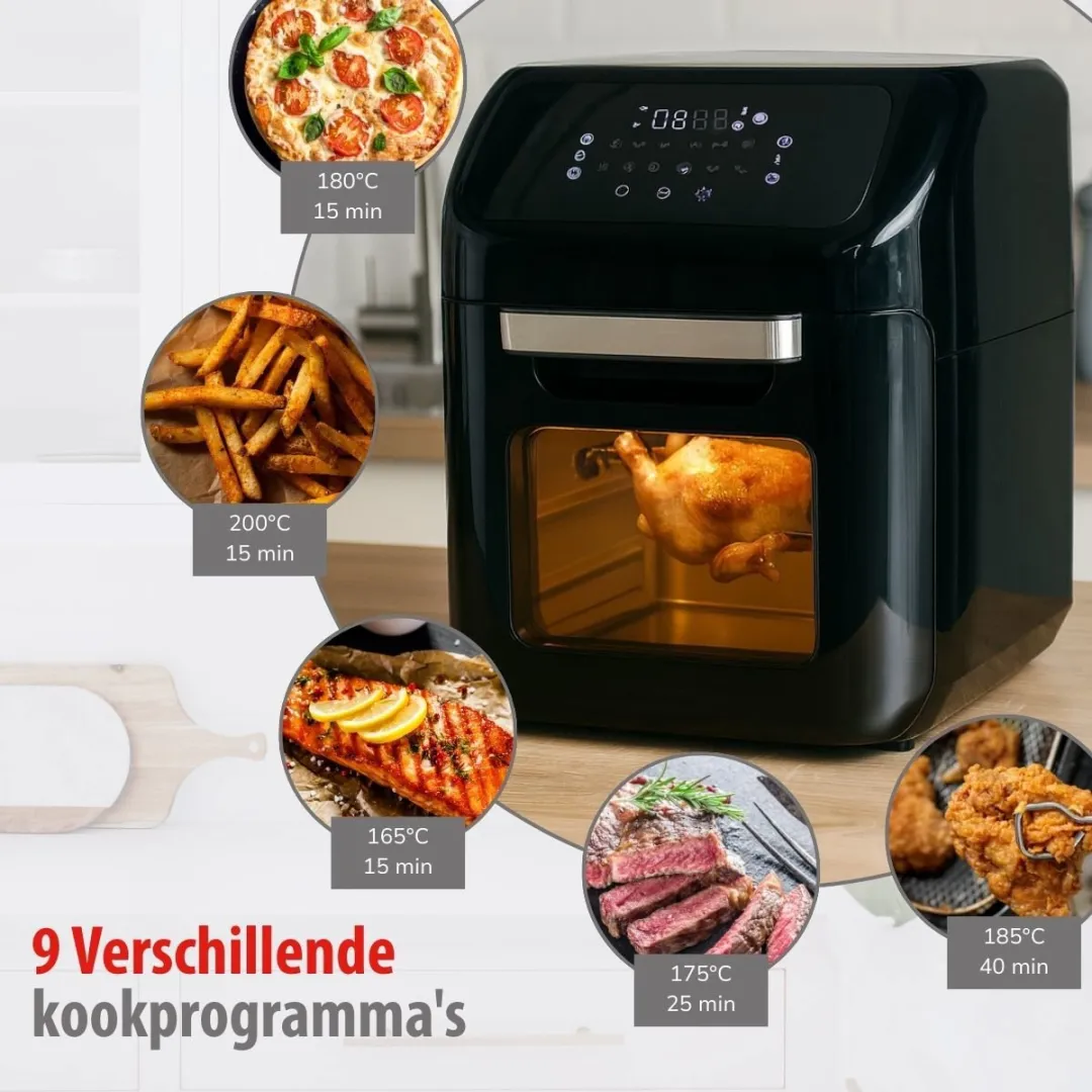 Alpina Airfryer Oven XXXL 12L - 1800W - Zwart - afbeelding 6 van 6