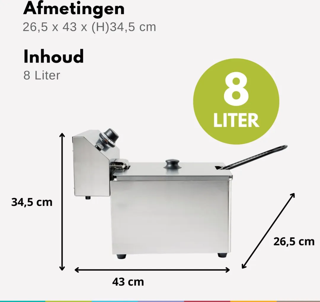 Hendi Friteuse 8L - 3500W - Roestvrij staal