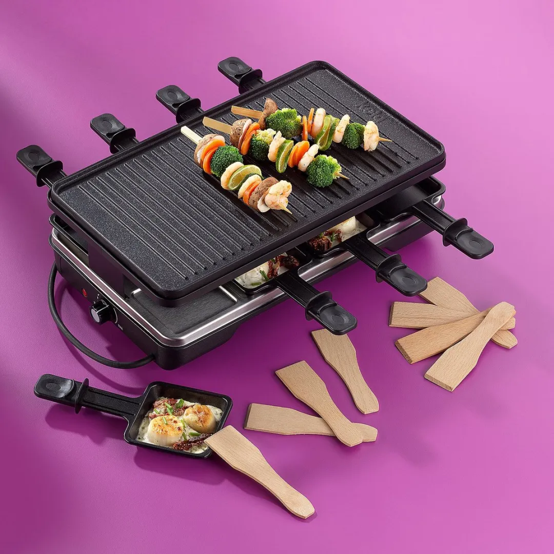 Kela Geneva Gourmetset - 1200W - 8 Personen - 8 Pannen - Zwart