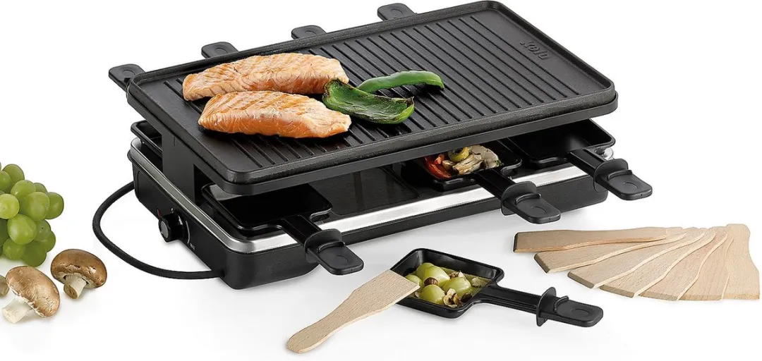 Kela Geneva Gourmetset - 1200W - 8 Personen - 8 Pannen - Zwart