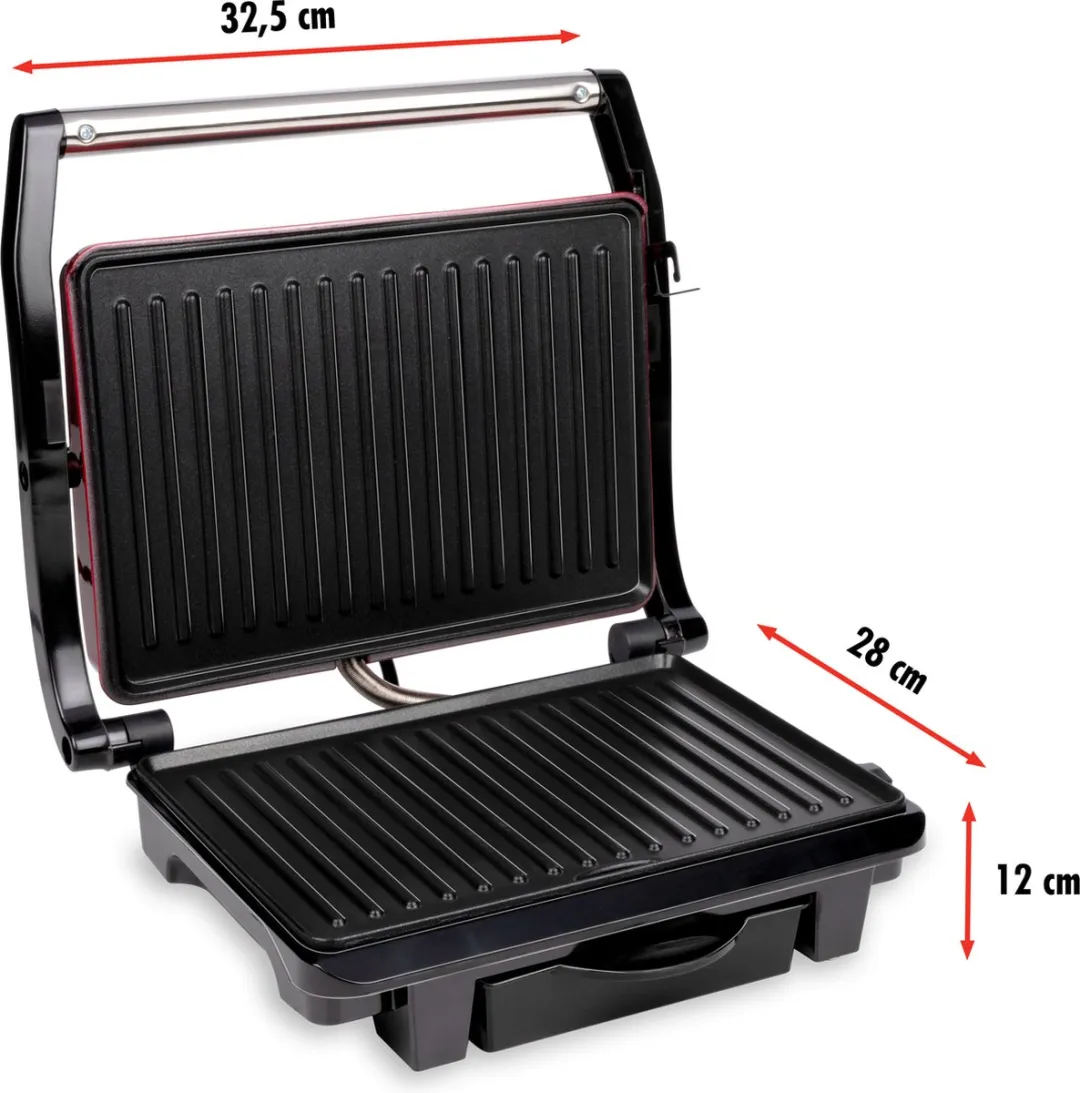 Alpina Contact Grill 1000W - 2 Platen - Zwart/Rood