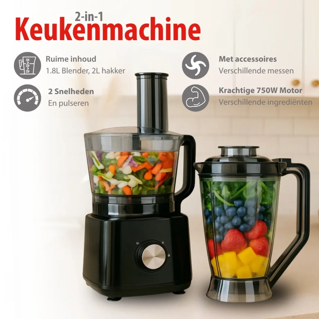 Alpina FP413GS 3-in-1 Keukenmachine 750W - Zwart