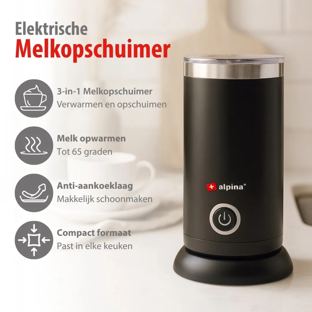 Alpina Melkopschuimer SB08-02C1 Elektrisch - 450W - 300ml - Zwart - afbeelding 3 van 6
