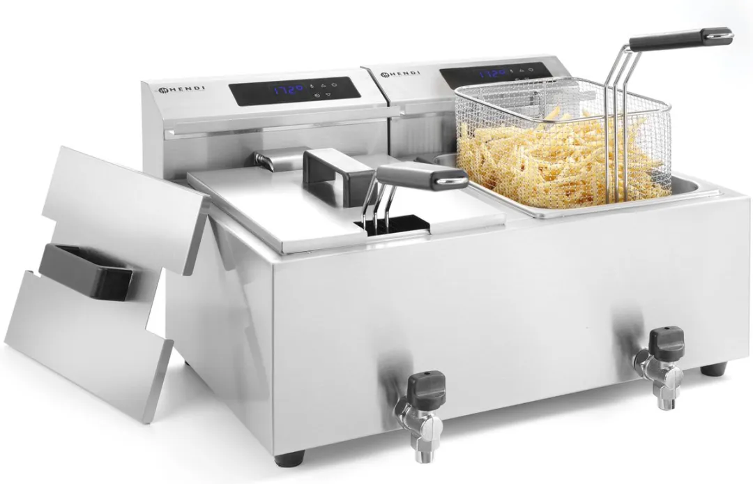 HENDI Digitale Friteuse 207376 - 2x8L - 7000W - Roestvrijstaal