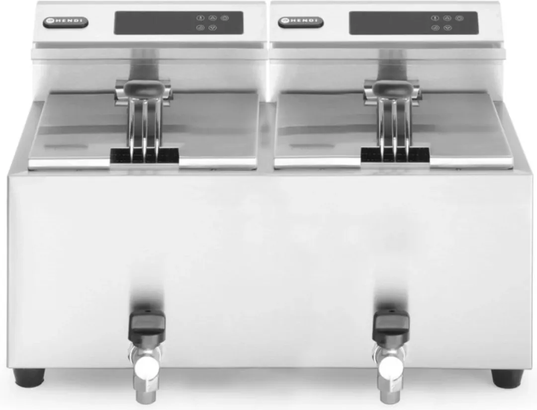 HENDI Digitale Friteuse 207376 - 2x8L - 7000W - Roestvrijstaal