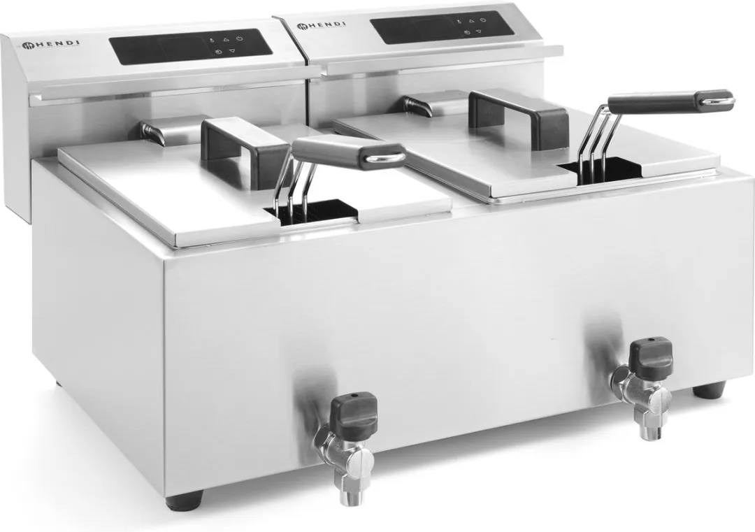 HENDI Digitale Friteuse 207376 - 2x8L - 7000W - Roestvrijstaal