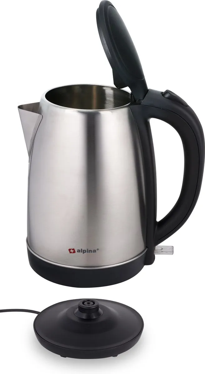 Alpina MEALEL7180/007 Waterkoker 1,7L - Snoerloos - Zwart/RVS - afbeelding 2 van 6