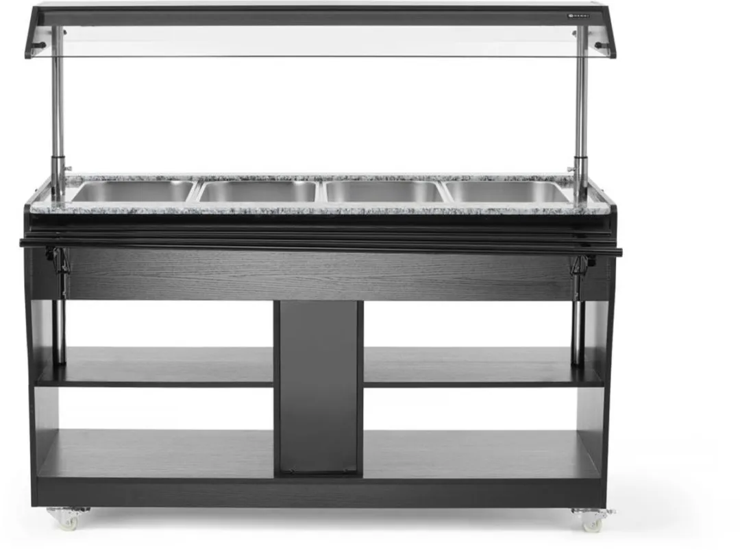 HENDI Warm Buffetdisplay 274064 - 4 GN Containers - Zwart/RVS - afbeelding 6 van 6