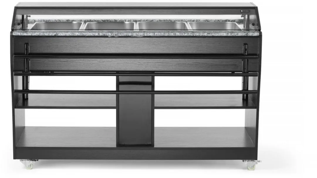 HENDI Warm Buffetdisplay 274064 - 4 GN Containers - Zwart/RVS