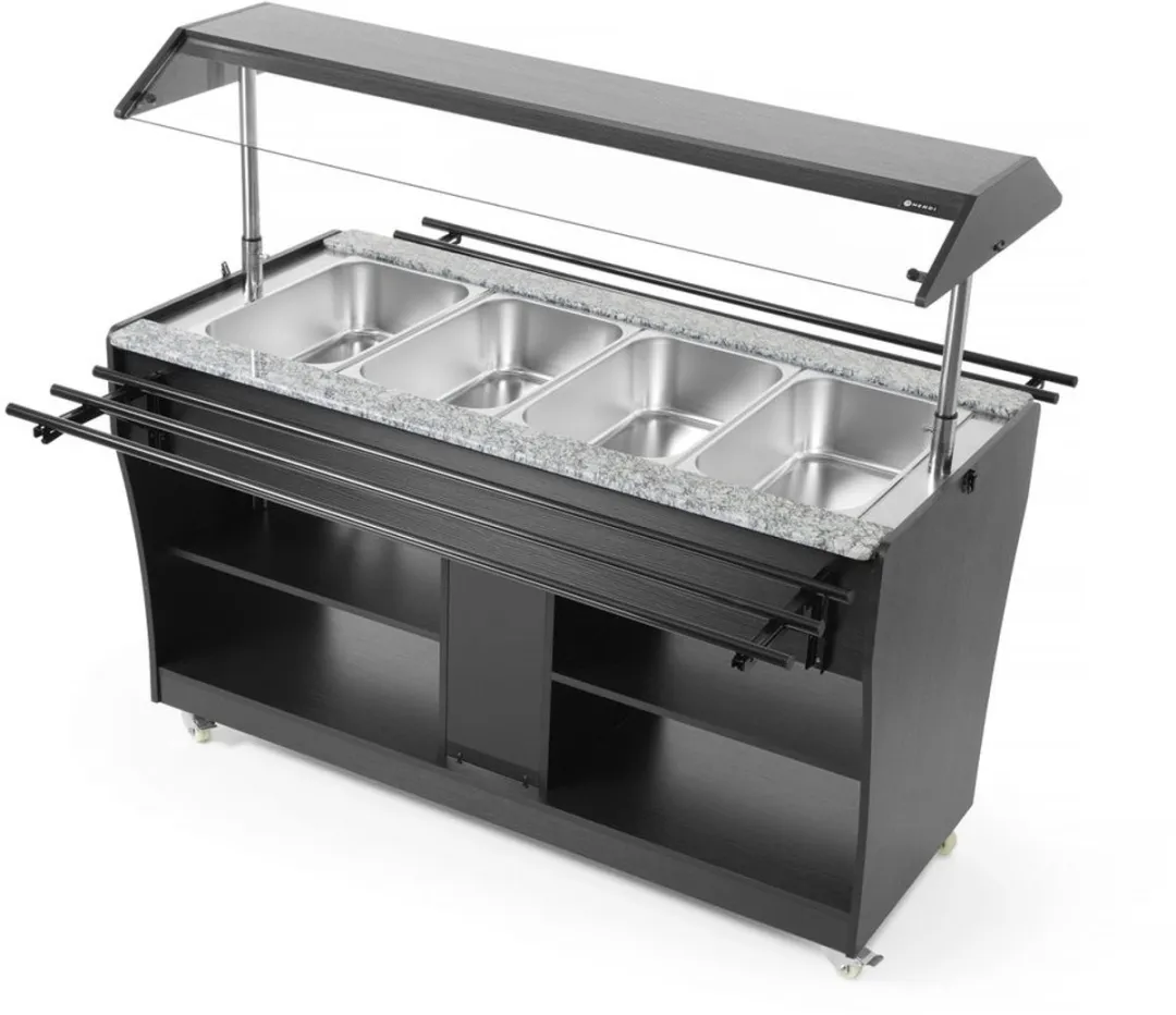 HENDI Warm Buffetdisplay 274064 - 4 GN Containers - Zwart/RVS