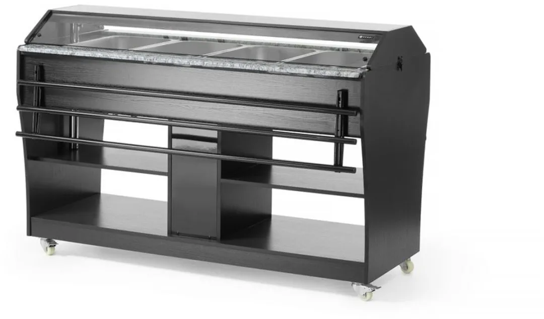 HENDI Warm Buffetdisplay 274064 - 4 GN Containers - Zwart/RVS