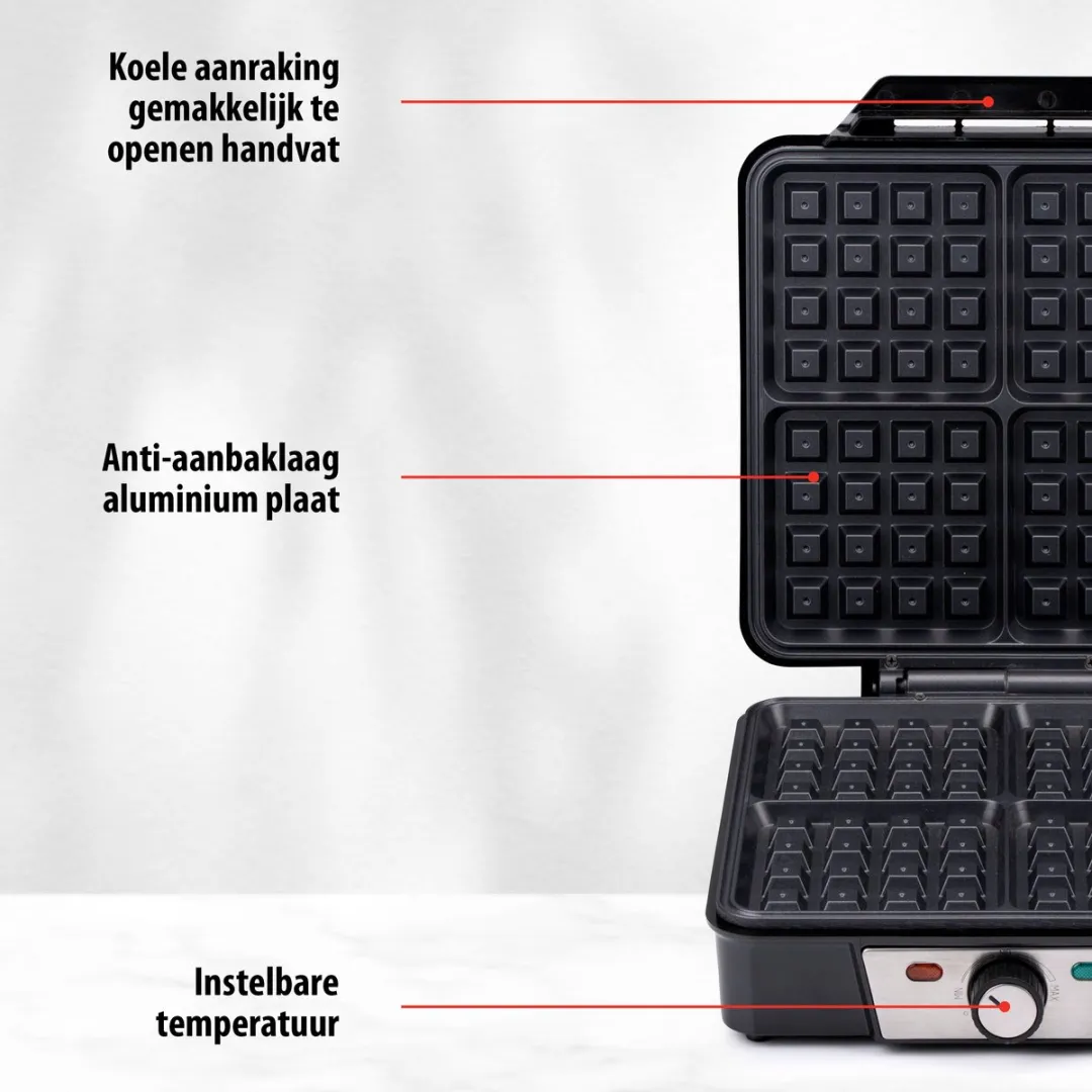 Alpina Wafelijzer SW8005 - 4 Wafels 1200W