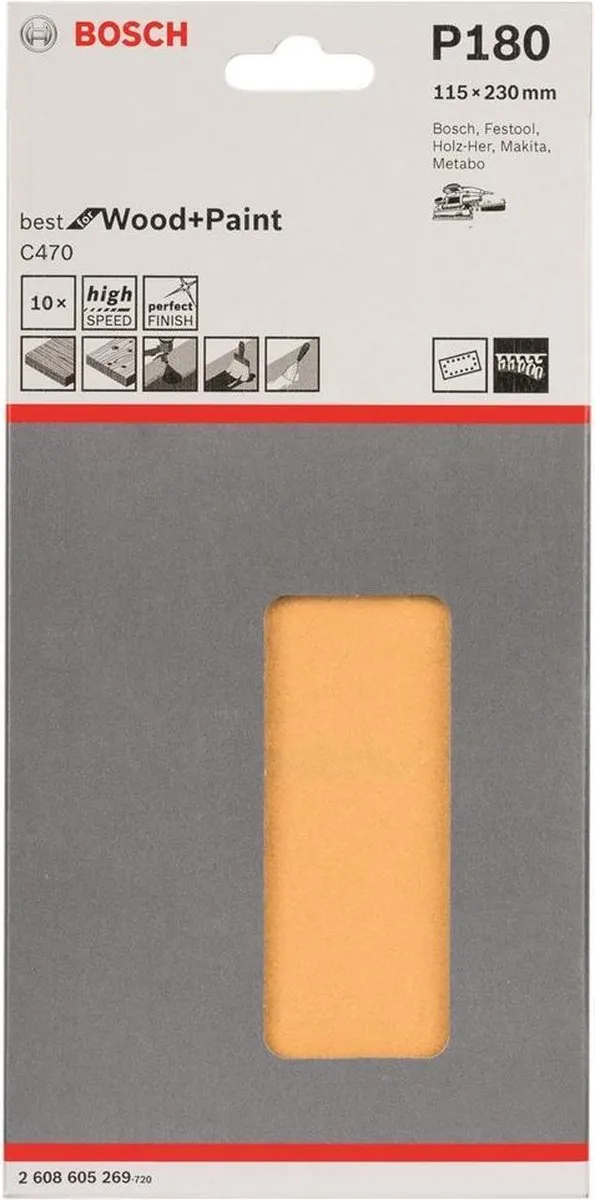 Bosch Schuurbladset 10-delig 115x230mm