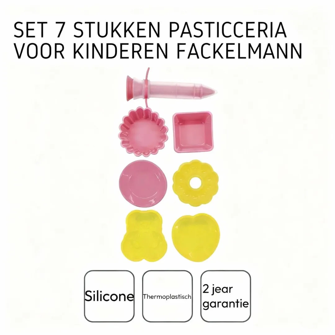 Fackelmann 44896 Bakgereedschapset - 7-delig - Roze/Geel