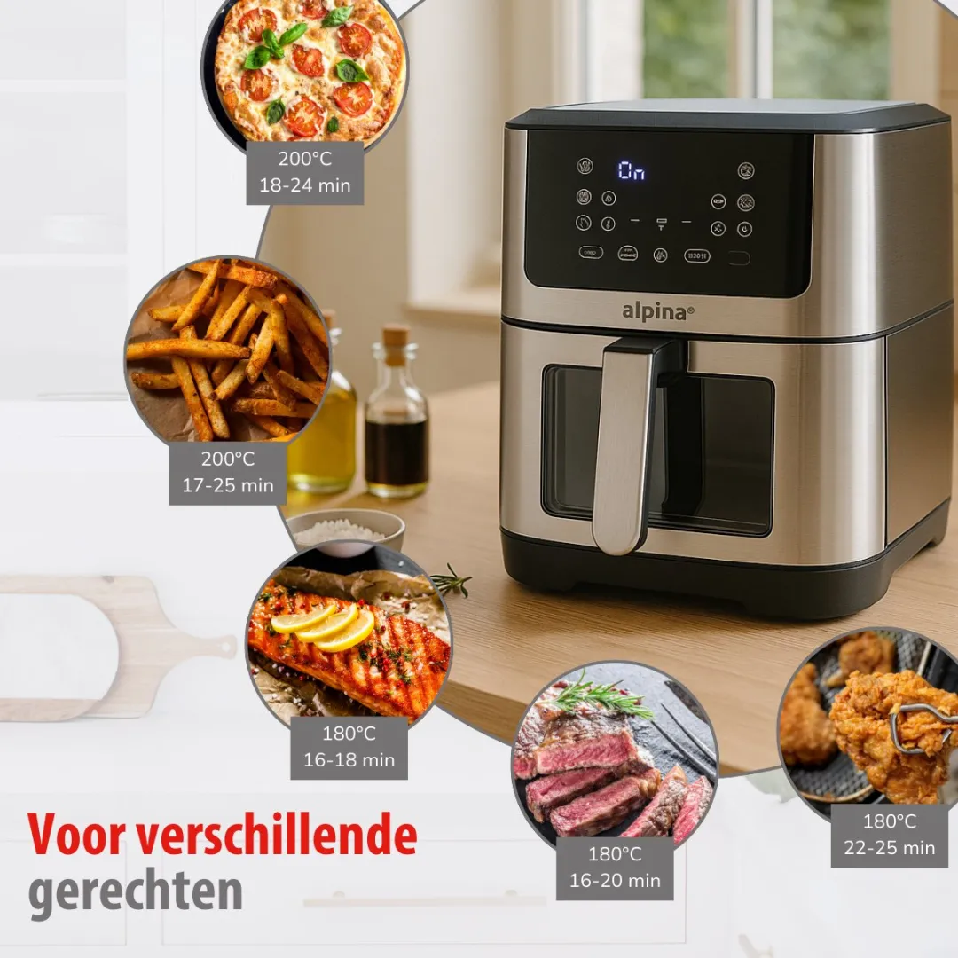 Alpina Airfryer XXL 8L - Zilver - afbeelding 6 van 6