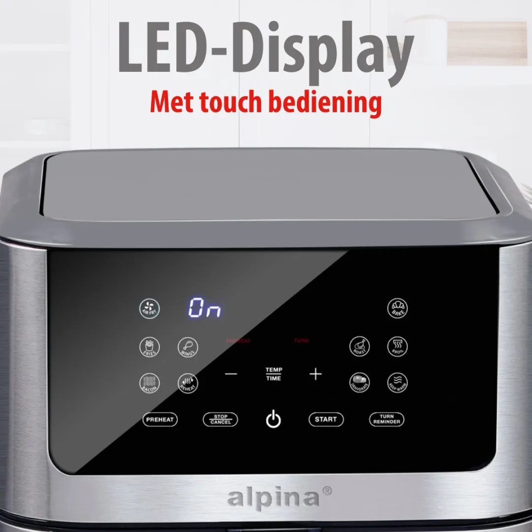 Alpina Airfryer XXL 8L - Zilver