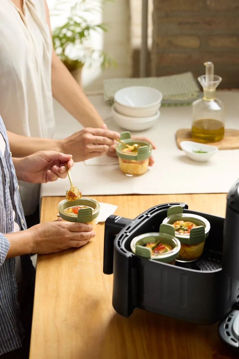 Lékué Airfryer Mini Ovenschaal 4-delig - Ø11cm - Glas