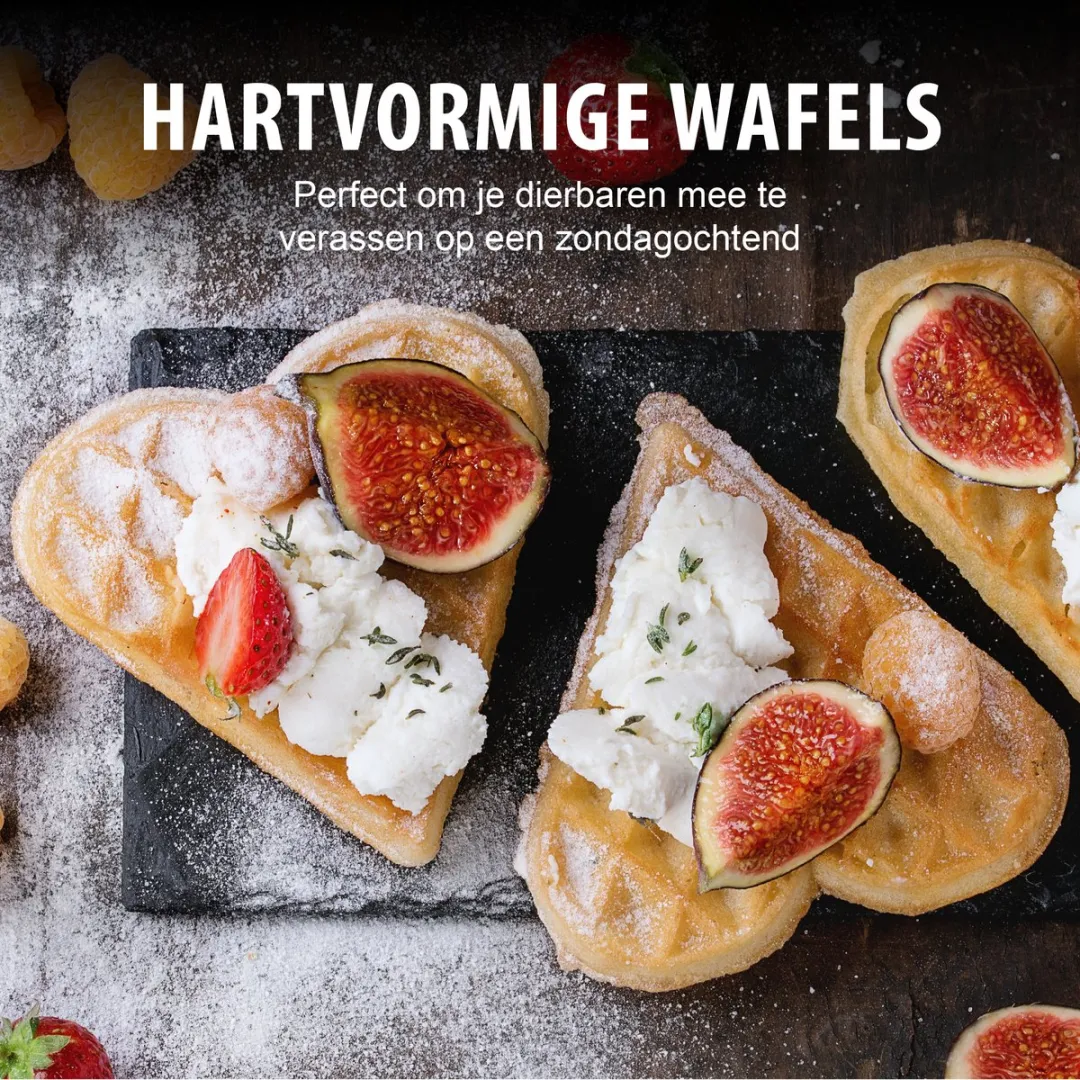 Alpina Wafelmaker Hartvorm 1000W - 2 Platen - 5 Wafels - Zwart - afbeelding 6 van 6