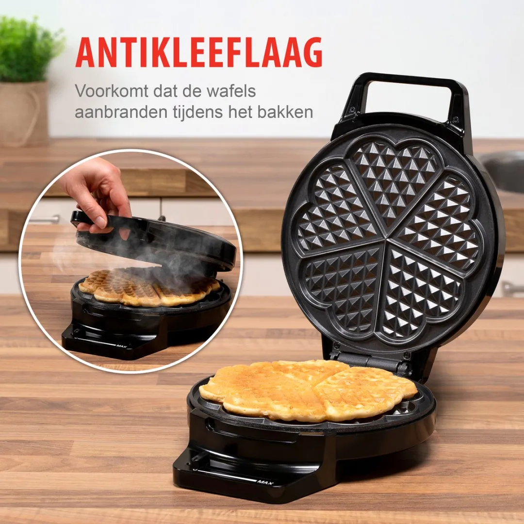 Alpina Wafelmaker Hartvorm 1000W - 2 Platen - 5 Wafels - Zwart