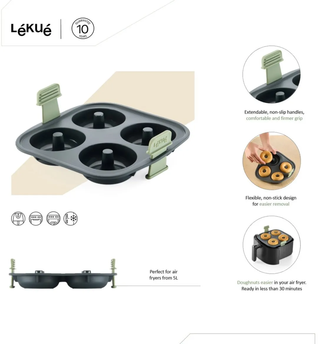 Lékué 890222 Donutvorm - Siliconen - Grijs