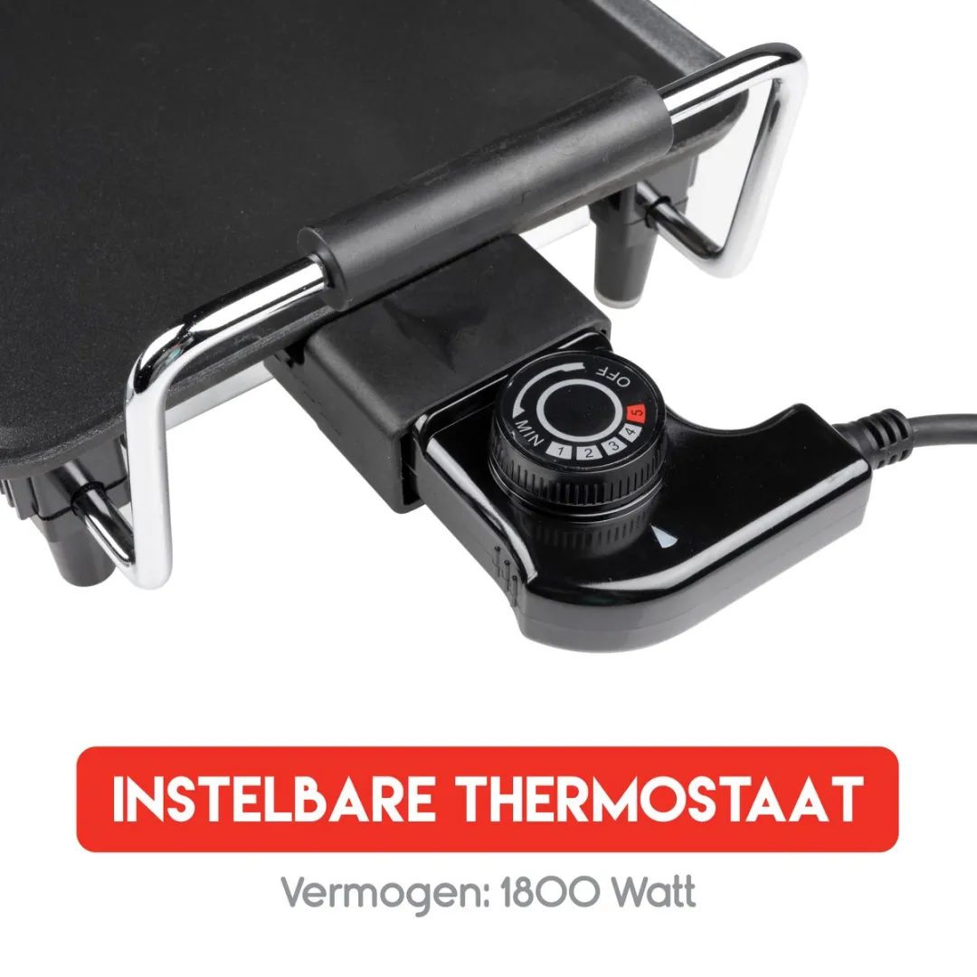 Alpina Teppanyaki Grillplaat 1800W - 70x23cm - Zwart/Chroom