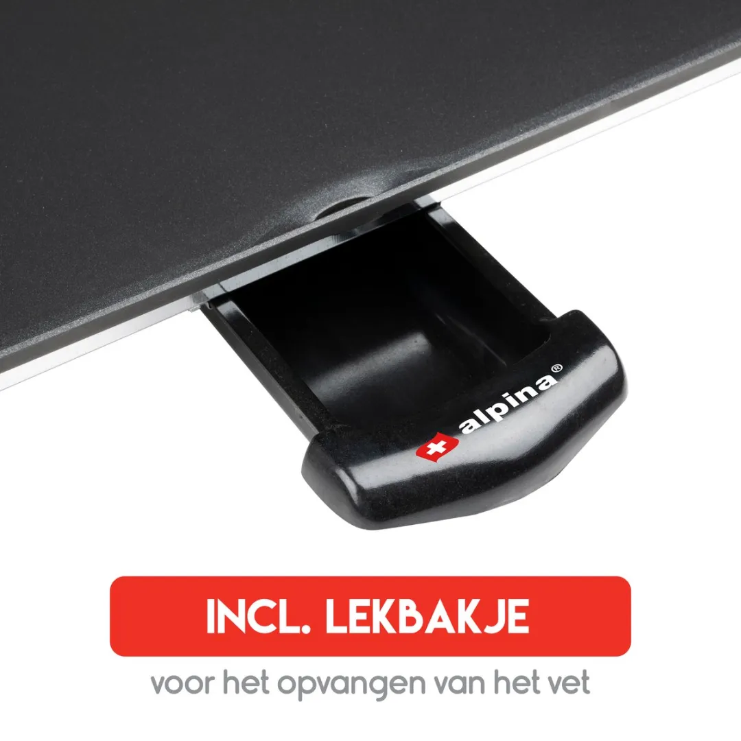 Alpina Teppanyaki Grillplaat 1800W - 70x23cm - Zwart/Chroom