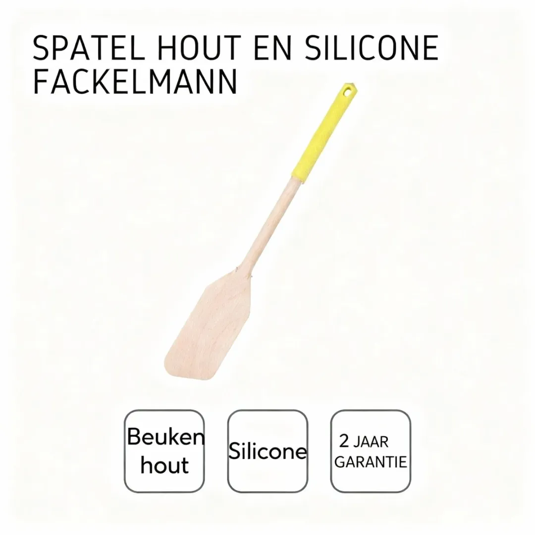 Fackelmann Houten Spatel 34cm - Grijs/Mosterd/ Groen/Rood/Kaki