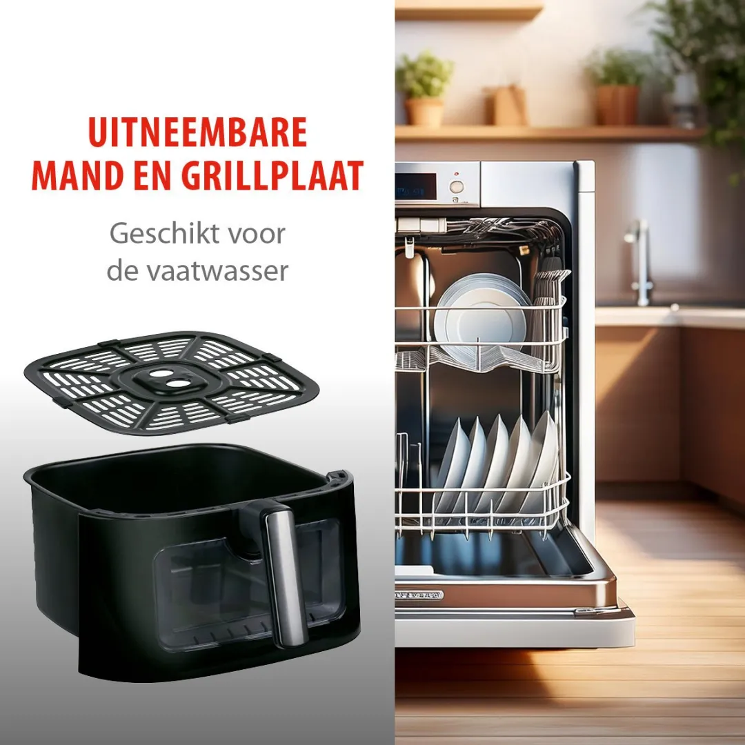 Alpina Airfryer XXL 9L - 1800W - 8 Programma's - Zwart