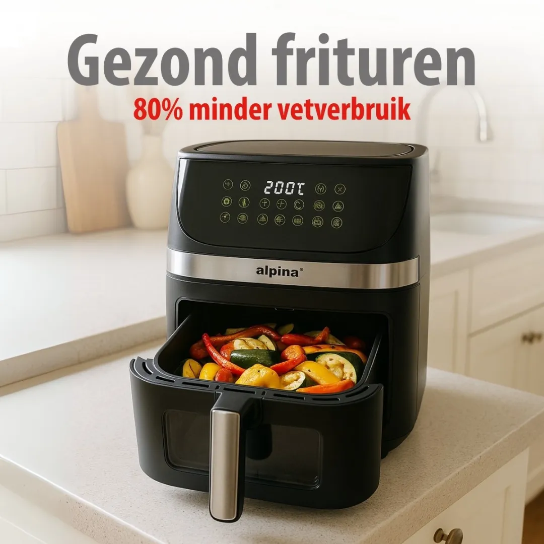 Alpina Airfryer XXL 9L - 1800W - 8 Programma's - Zwart - afbeelding 6 van 6