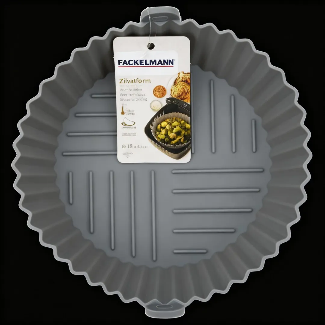 Fackelmann 42694 Siliconen Ronde Bakvorm Airfryer - 18x4,5cm - Grijs