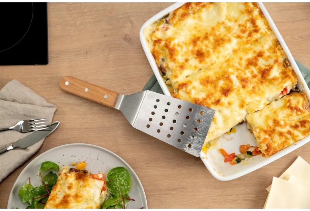 Fackelmann 31139 Pizzaschep & Lasagnespatel - Roestvrij staal & Hout