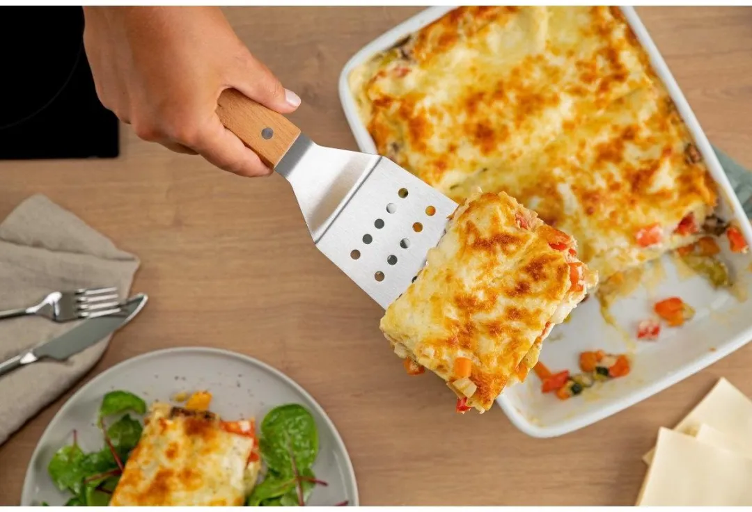Fackelmann 31139 Pizzaschep & Lasagnespatel - Roestvrij staal & Hout