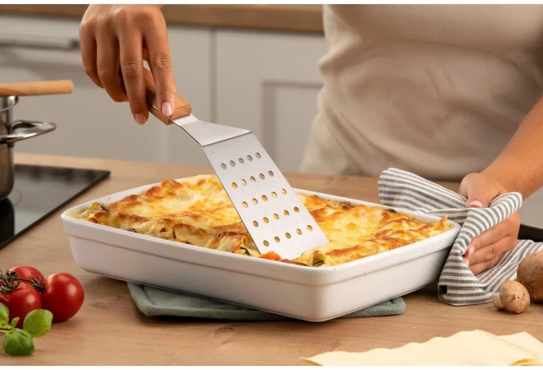 Fackelmann 31139 Pizzaschep & Lasagnespatel - Roestvrij staal & Hout